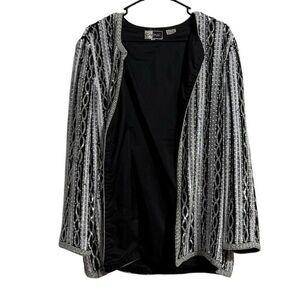 Carina women’s size large, 100% pure silk beaded‎ open front jacket ￼